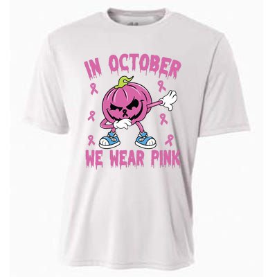 In October We Wear Pink Breast Cancer Pumpkin Halloween Cooling Performance Crew T-Shirt