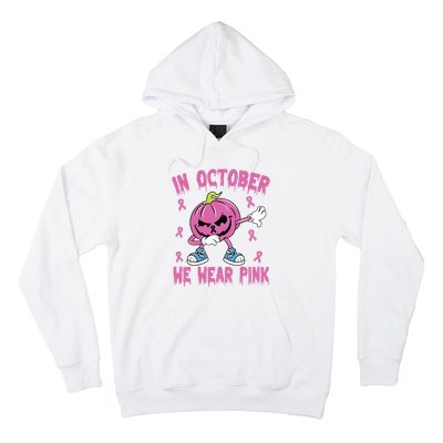 In October We Wear Pink Breast Cancer Pumpkin Halloween Hoodie