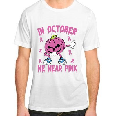 In October We Wear Pink Breast Cancer Pumpkin Halloween Adult ChromaSoft Performance T-Shirt