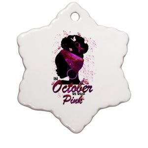 In October We Wear Pink Breast Cancer Fighter Ceramic Star Ornament