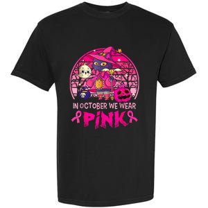 In October We Wear Pink Witch Cat Breast Cancer Awareness Garment-Dyed Heavyweight T-Shirt