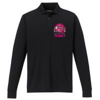 In October We Wear Pink Witch Cat Breast Cancer Awareness Performance Long Sleeve Polo