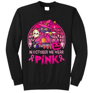 In October We Wear Pink Witch Cat Breast Cancer Awareness Sweatshirt