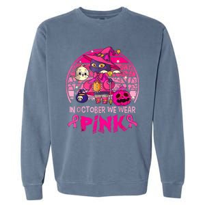 In October We Wear Pink Witch Cat Breast Cancer Awareness Garment-Dyed Sweatshirt