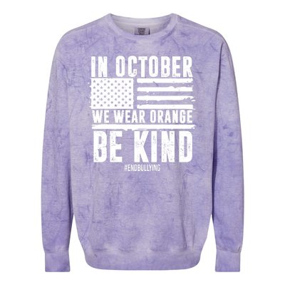 In October We Wear Orange Be Kind End Bullying Usa Flag Unity Day Colorblast Crewneck Sweatshirt