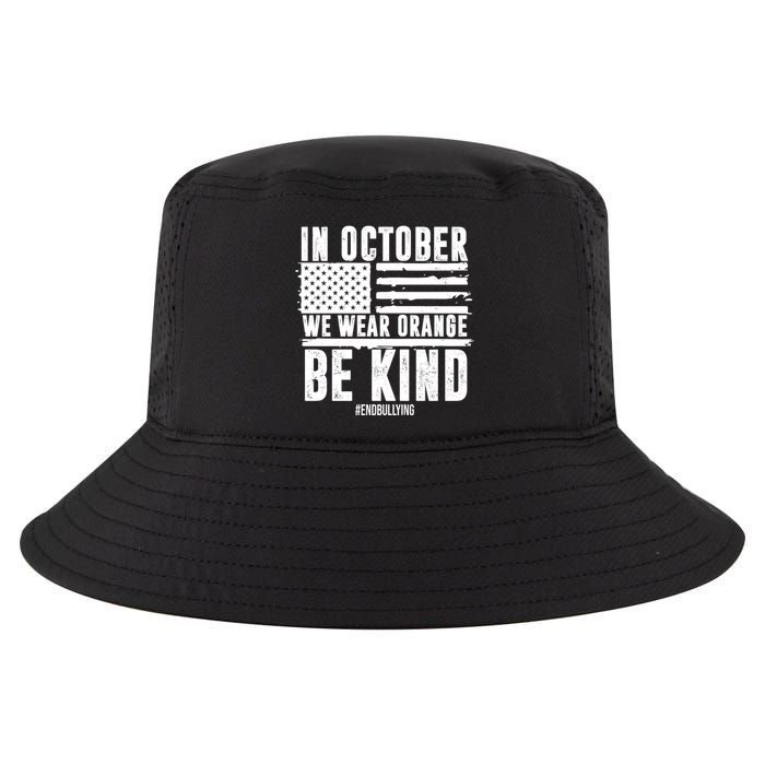 In October We Wear Orange Be Kind End Bullying Usa Flag Unity Day Cool Comfort Performance Bucket Hat