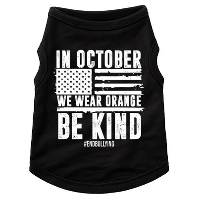 In October We Wear Orange Be Kind End Bullying Usa Flag Unity Day Doggie Tank