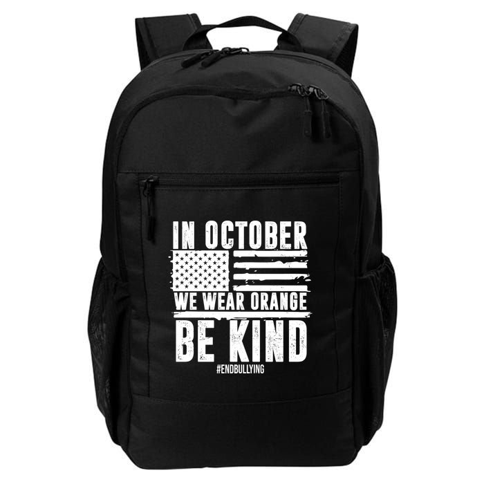 In October We Wear Orange Be Kind End Bullying Usa Flag Unity Day Backpack