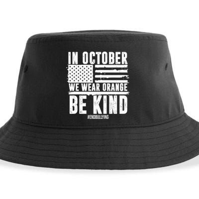 In October We Wear Orange Be Kind End Bullying Usa Flag Unity Day Sustainable Bucket Hat