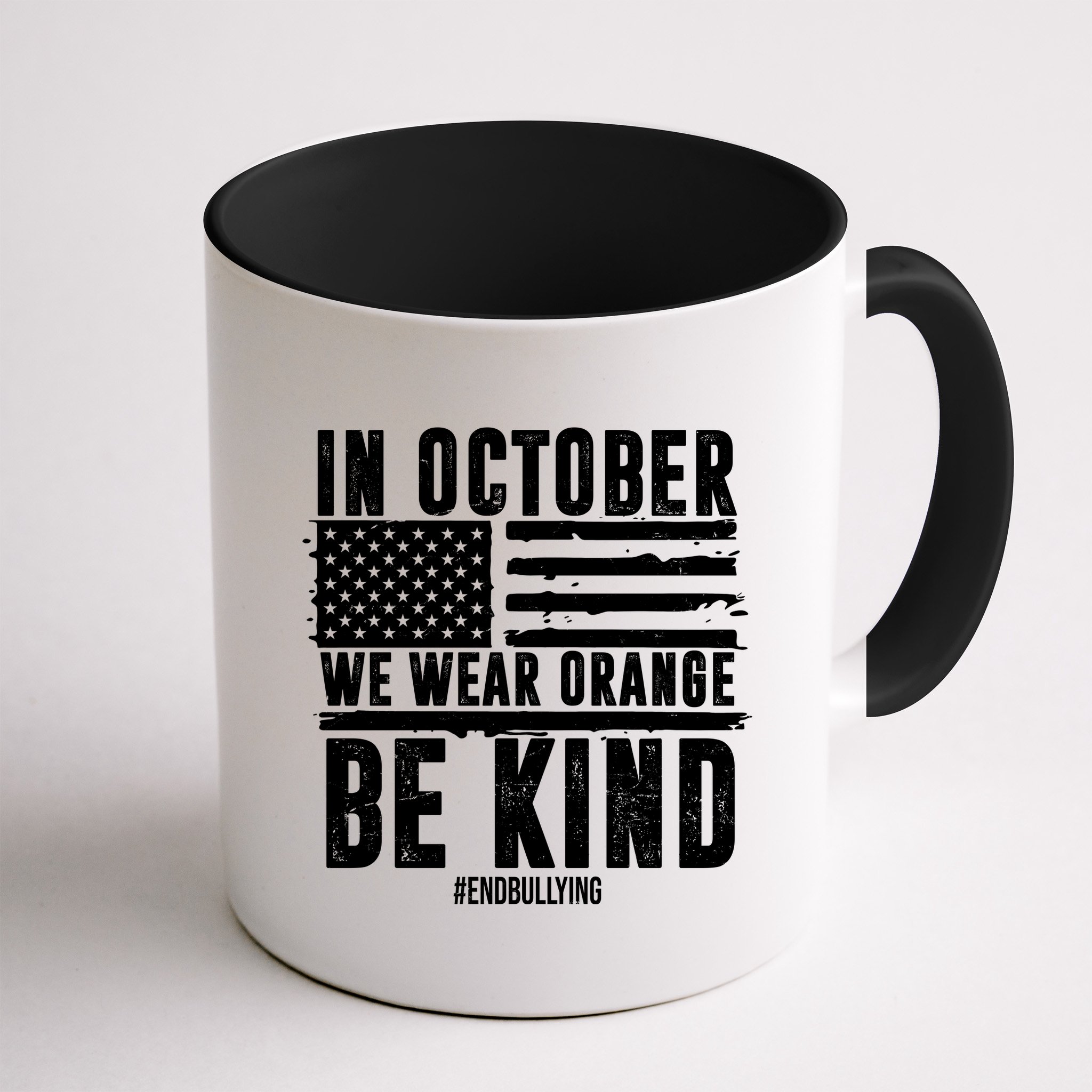 In October We Wear Orange Be Kind End Bullying Usa Flag Unity Day Mug
