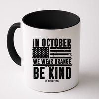 In October We Wear Orange Be Kind End Bullying Usa Flag Unity Day Mug