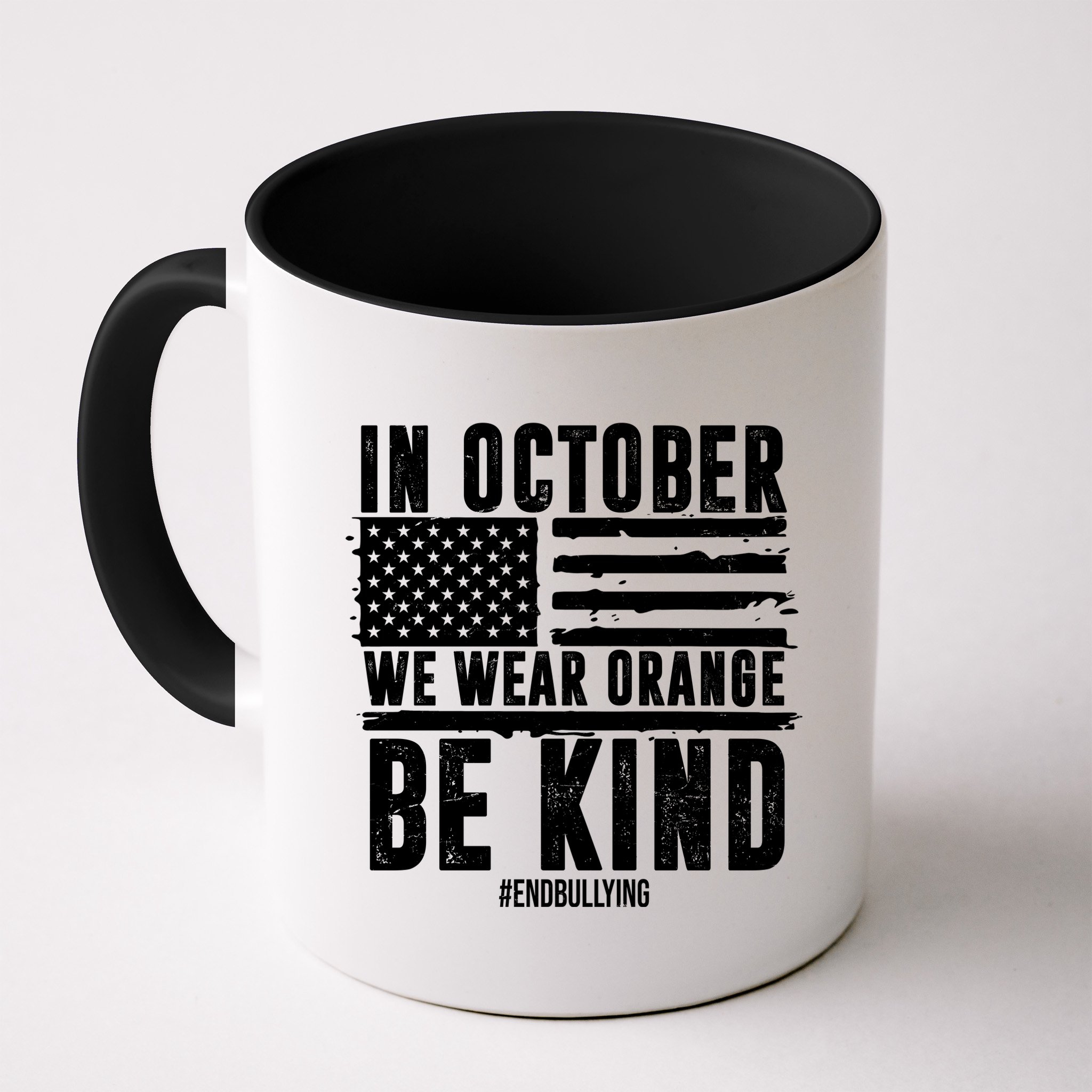 In October We Wear Orange Be Kind End Bullying Usa Flag Unity Day Mug
