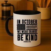 In October We Wear Orange Be Kind End Bullying Usa Flag Unity Day Mug