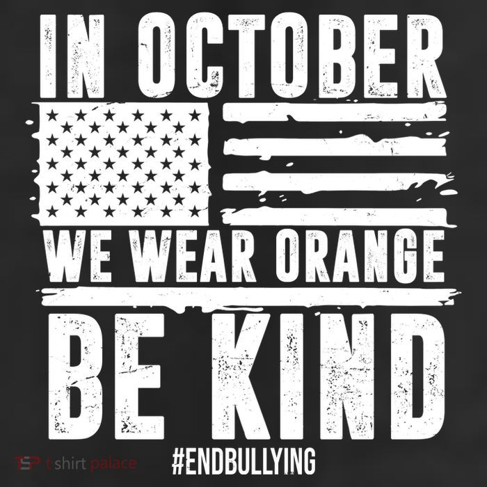 In October We Wear Orange Be Kind End Bullying Usa Flag Unity Day Beanie
