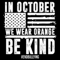 In October We Wear Orange Be Kind End Bullying Usa Flag Unity Day Drawstring Bag