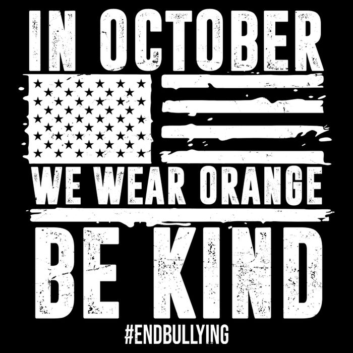 In October We Wear Orange Be Kind End Bullying Usa Flag Unity Day Drawstring Bag