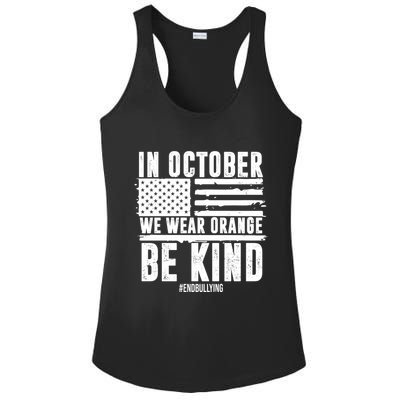 In October We Wear Orange Be Kind End Bullying Usa Flag Unity Day Ladies PosiCharge Competitor Racerback Tank
