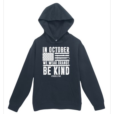 In October We Wear Orange Be Kind End Bullying Usa Flag Unity Day Urban Pullover Hoodie