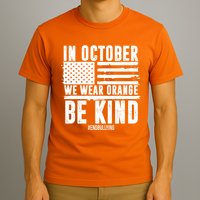 In October We Wear Orange Be Kind End Bullying Usa Flag Unity Day T-Shirt