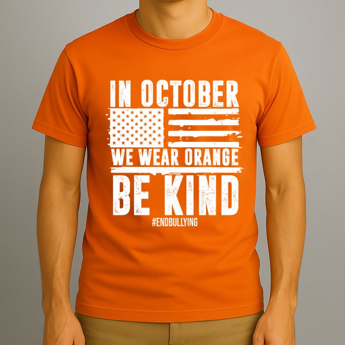 In October We Wear Orange Be Kind End Bullying Usa Flag Unity Day T-Shirt