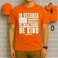 In October We Wear Orange Be Kind End Bullying Usa Flag Unity Day T-Shirt
