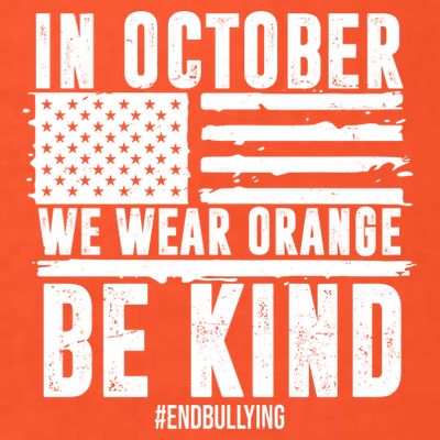 In October We Wear Orange Be Kind End Bullying Usa Flag Unity Day T-Shirt
