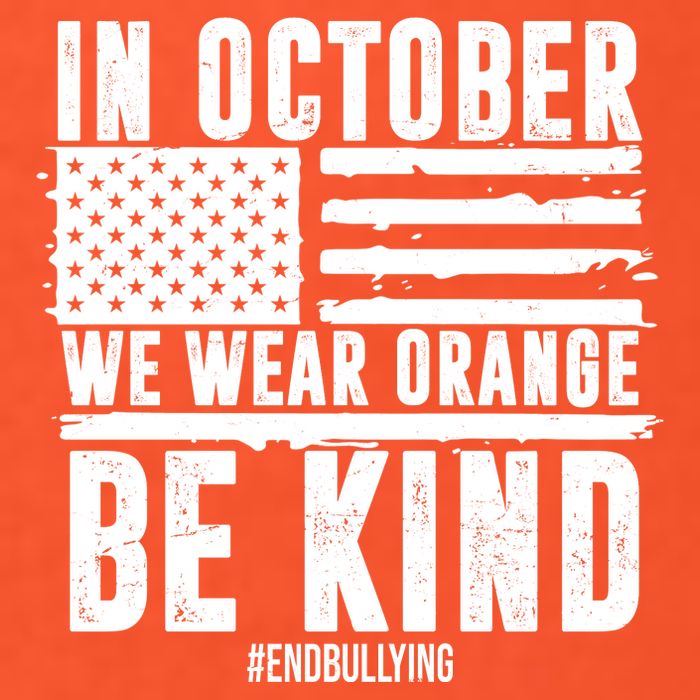 In October We Wear Orange Be Kind End Bullying Usa Flag Unity Day T-Shirt