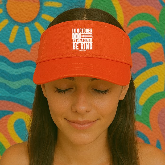 In October We Wear Orange Be Kind End Bullying Usa Flag Unity Day Visor