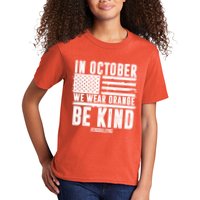 In October We Wear Orange Be Kind End Bullying Usa Flag Unity Day Kids T-Shirt