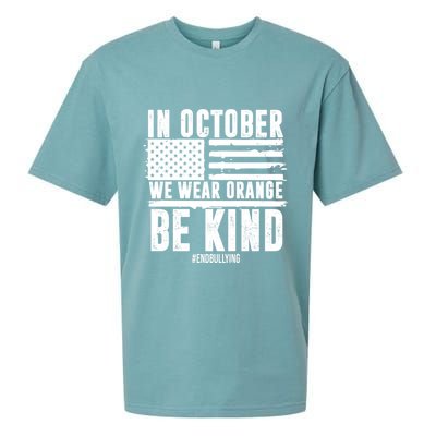 In October We Wear Orange Be Kind End Bullying Usa Flag Unity Day Sueded Cloud Jersey T-Shirt