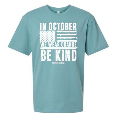 In October We Wear Orange Be Kind End Bullying Usa Flag Unity Day Sueded Cloud Jersey T-Shirt