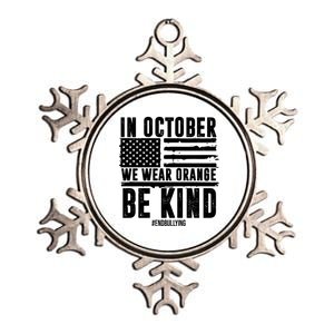 In October We Wear Orange Be Kind End Bullying Usa Flag Unity Day Metallic Star Ornament