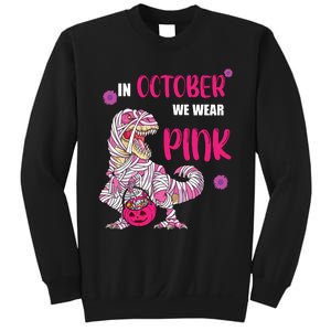 In October We Wear Pink Breast Cancer Trex Dino Sweatshirt