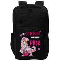 In October We Wear Pink Breast Cancer Trex Dino Impact Tech Backpack