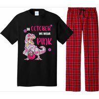 In October We Wear Pink Breast Cancer Trex Dino Pajama Set