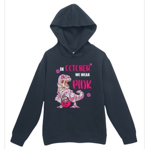 In October We Wear Pink Breast Cancer Trex Dino Urban Pullover Hoodie