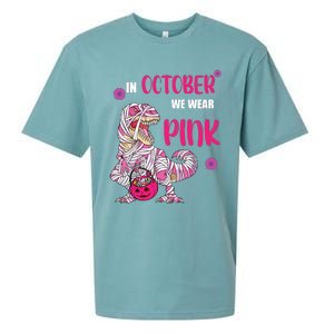 In October We Wear Pink Breast Cancer Trex Dino Sueded Cloud Jersey T-Shirt