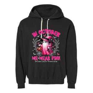 In October We Wear Ghost Witch Breast Cancer Awareness Garment-Dyed Fleece Hoodie