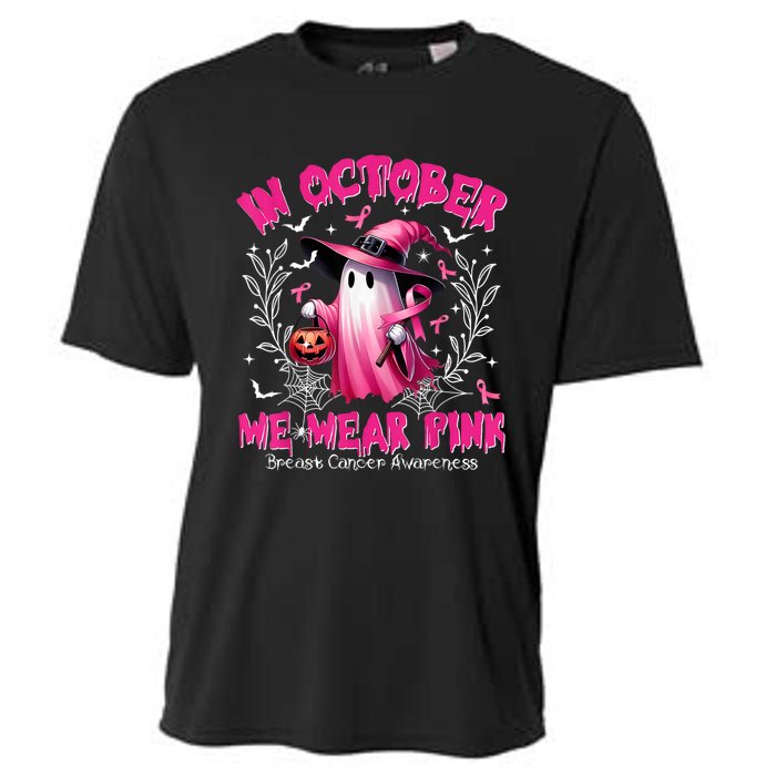 In October We Wear Ghost Witch Breast Cancer Awareness Cooling Performance Crew T-Shirt