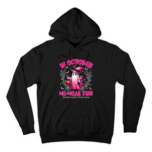 In October We Wear Ghost Witch Breast Cancer Awareness Hoodie