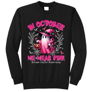 In October We Wear Ghost Witch Breast Cancer Awareness Sweatshirt