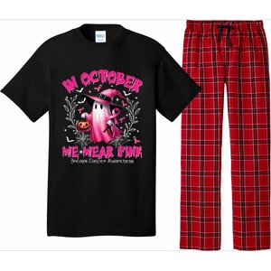 In October We Wear Ghost Witch Breast Cancer Awareness Pajama Set