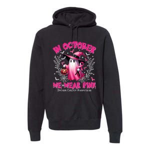 In October We Wear Ghost Witch Breast Cancer Awareness Premium Hoodie