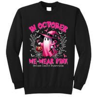 In October We Wear Ghost Witch Breast Cancer Awareness Tall Sweatshirt