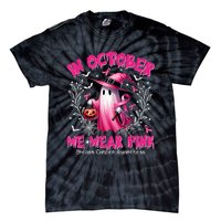 In October We Wear Ghost Witch Breast Cancer Awareness Tie-Dye T-Shirt