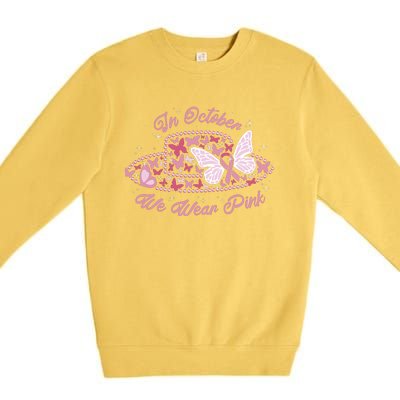 In October We Wear Pink Butterfly Ribbon Premium Crewneck Sweatshirt