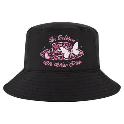 In October We Wear Pink Butterfly Ribbon Cool Comfort Performance Bucket Hat