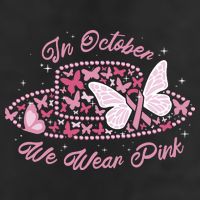In October We Wear Pink Butterfly Ribbon 7 Panel Mesh Trucker Snapback Hat