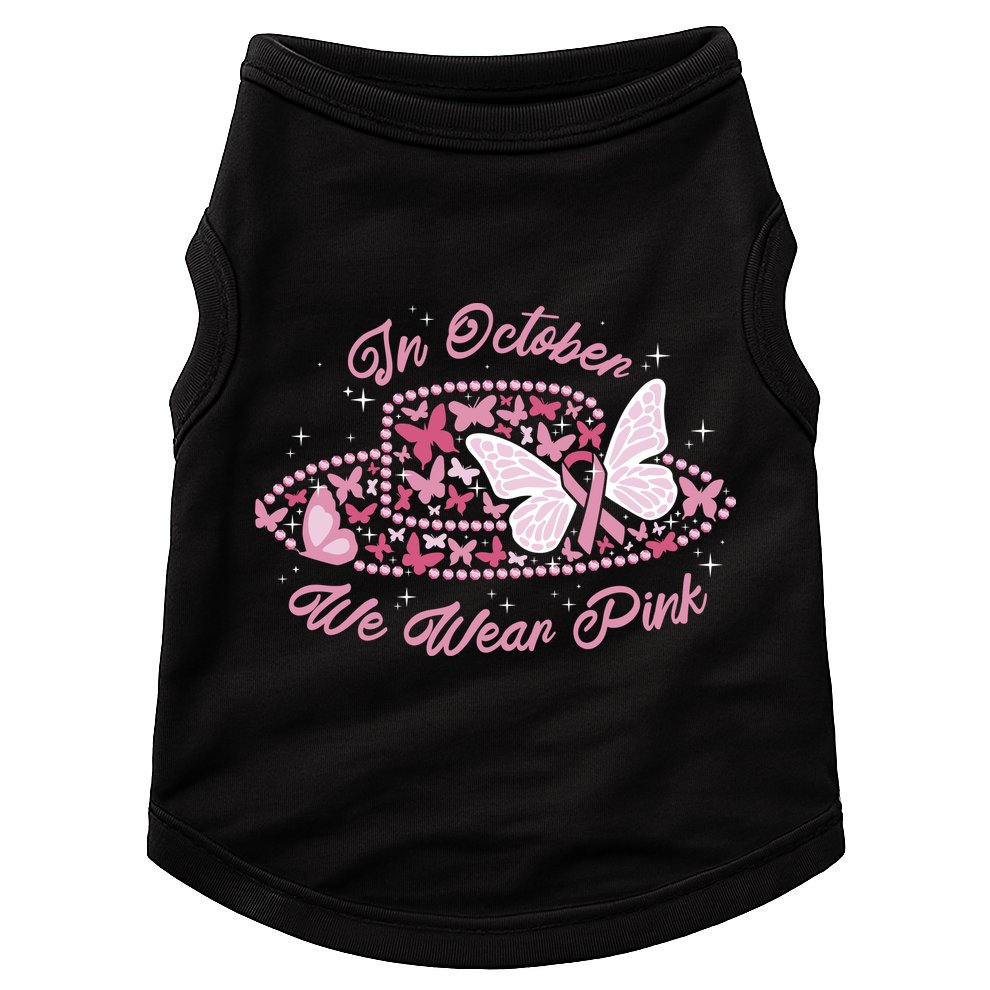 In October We Wear Pink Butterfly Ribbon Doggie Tank
