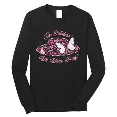 In October We Wear Pink Butterfly Ribbon Long Sleeve Shirt